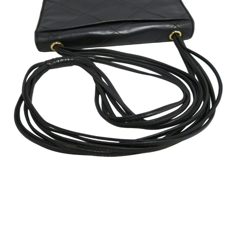 CHANEL Classic Matelasse Black Lambskin Leather Quilted Flap Crossbody Bag