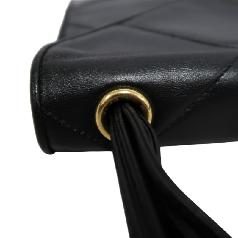 CHANEL Classic Matelasse Black Lambskin Leather Quilted Flap Crossbody Bag