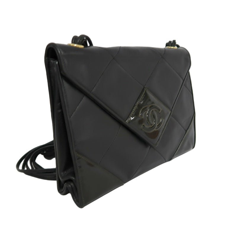 CHANEL Classic Matelasse Black Lambskin Leather Quilted Flap Crossbody Bag