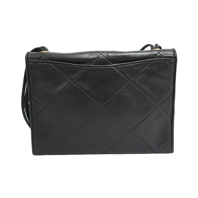 CHANEL Classic Matelasse Black Lambskin Leather Quilted Flap Crossbody Bag