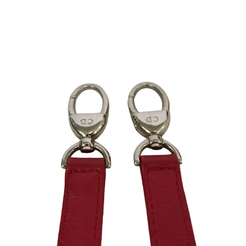 DIOR Lady Dior Cannage Red Lambskin Leather 5-grid Handle Handbag With Silver Hardware