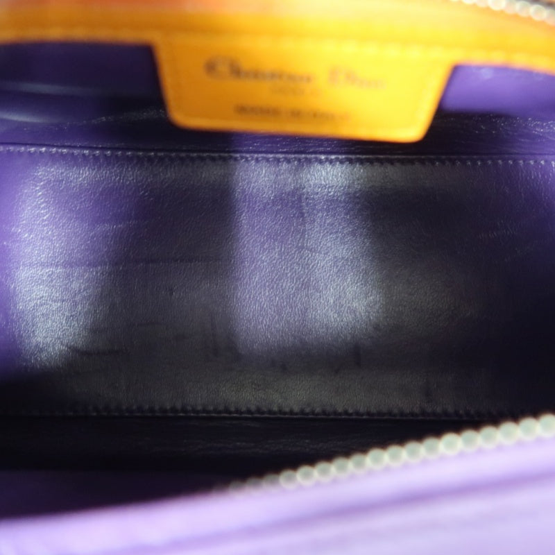 DIOR Colorblock Pink Purple Orange Lambskin Cannage 5-Grid Lady Dior Handbag With Silver Hardwar