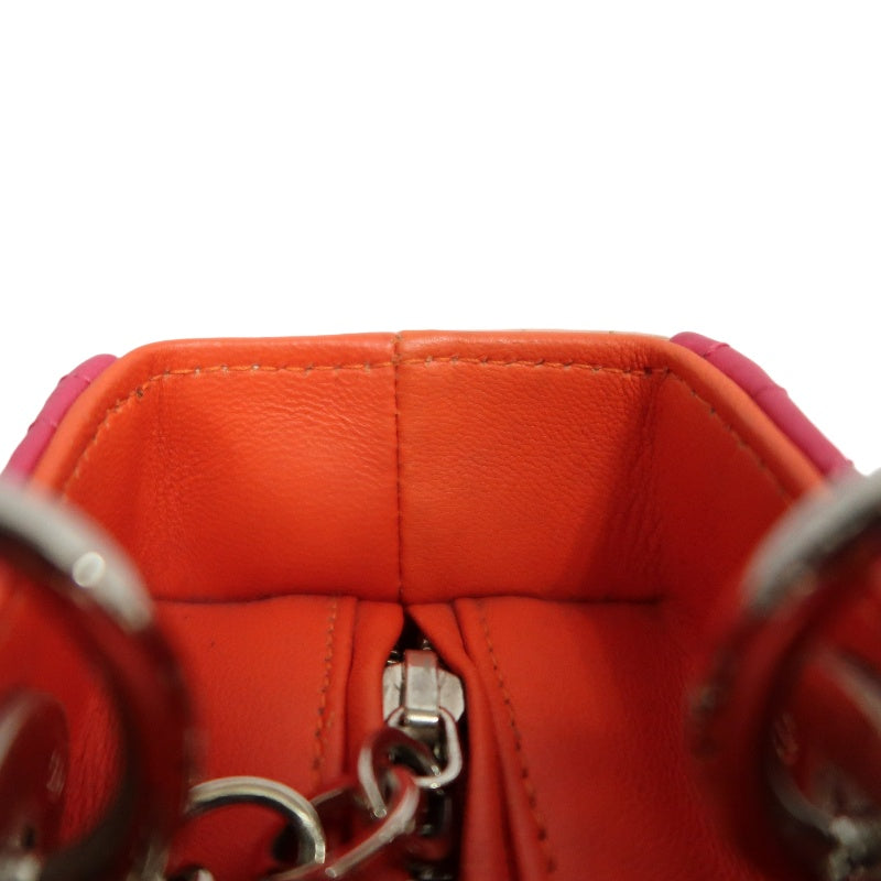 DIOR Lady Dior Cannage Pink Lambskin Leather 5-grid Handle Handbag With Silver Hardware