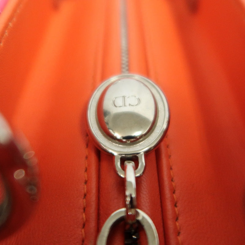 DIOR Lady Dior Cannage Pink Lambskin Leather 5-grid Handle Handbag With Silver Hardware