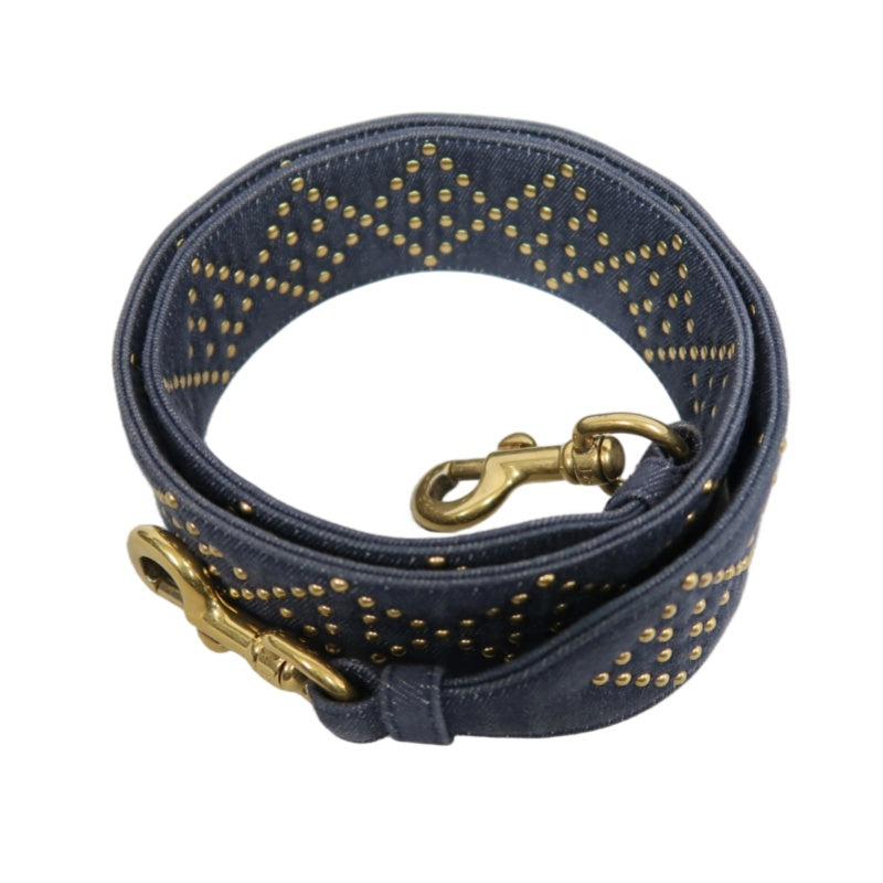 DIOR Lady Dior Cannage Studded Denim Blue Canvas 3-grid Handle Handbag With Gold Hardware