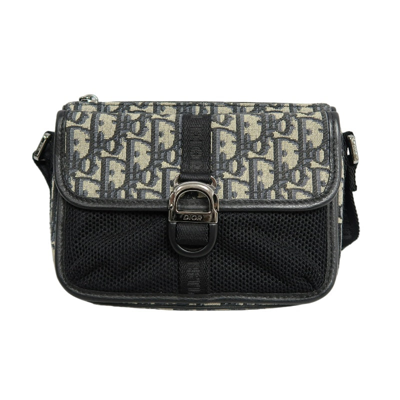DIOR Oblique Blue Canvas Flap Crossbody Bag