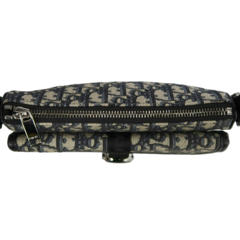 DIOR Oblique Blue Canvas Flap Crossbody Bag