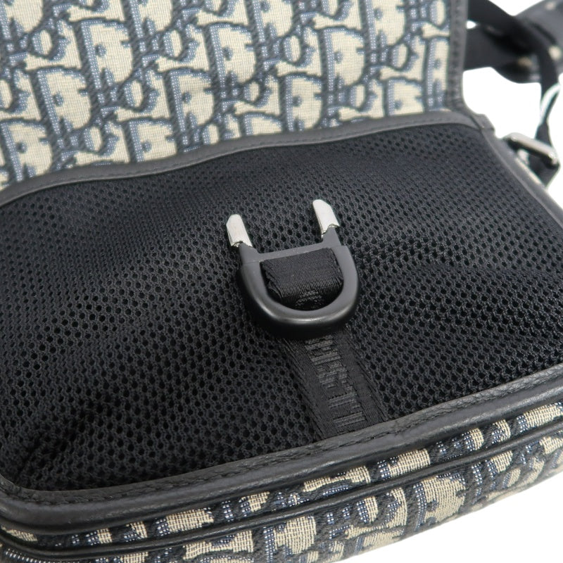DIOR Oblique Blue Canvas Flap Crossbody Bag