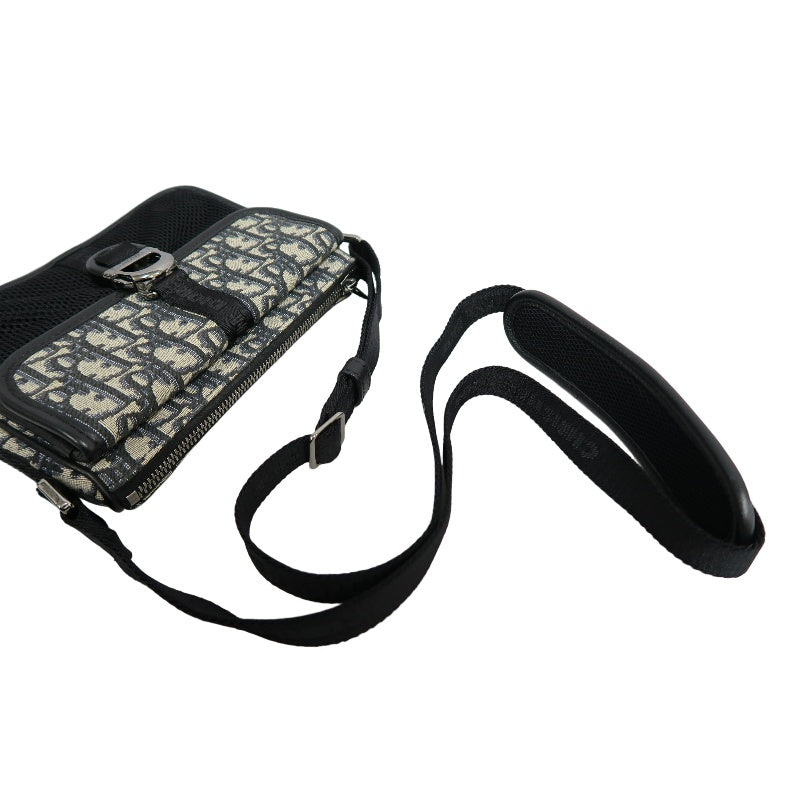 DIOR Oblique Blue Canvas Flap Crossbody Bag