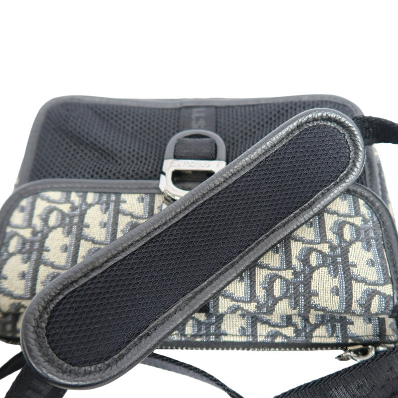 DIOR Oblique Blue Canvas Flap Crossbody Bag