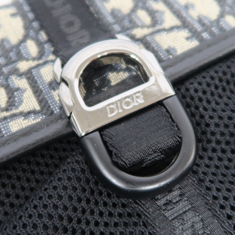 DIOR Oblique Blue Canvas Flap Crossbody Bag