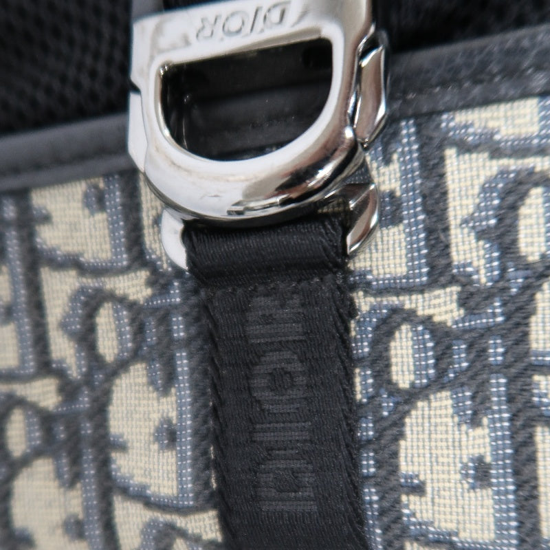 DIOR Oblique Blue Canvas Flap Crossbody Bag