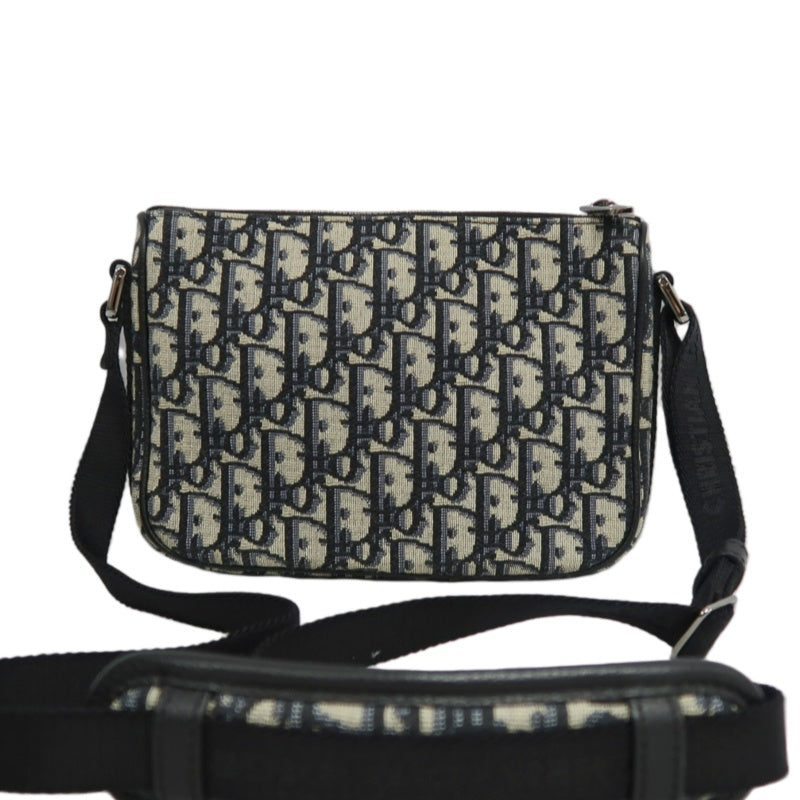 DIOR Oblique Blue Canvas Flap Crossbody Bag