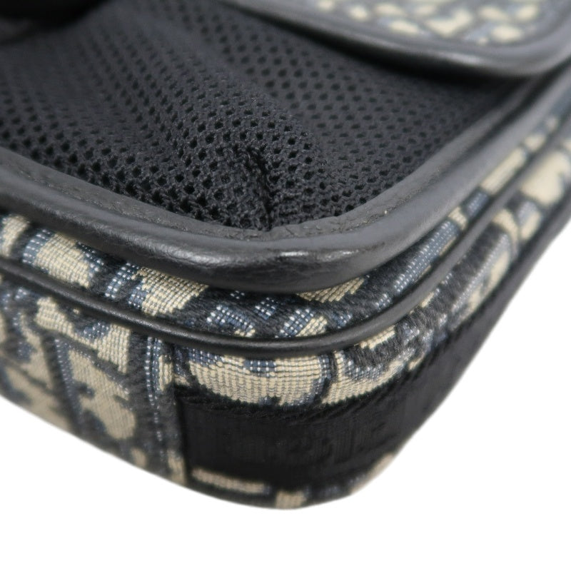 DIOR Oblique Blue Canvas Flap Crossbody Bag