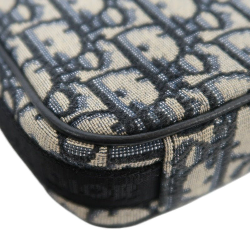 DIOR Oblique Blue Canvas Flap Crossbody Bag