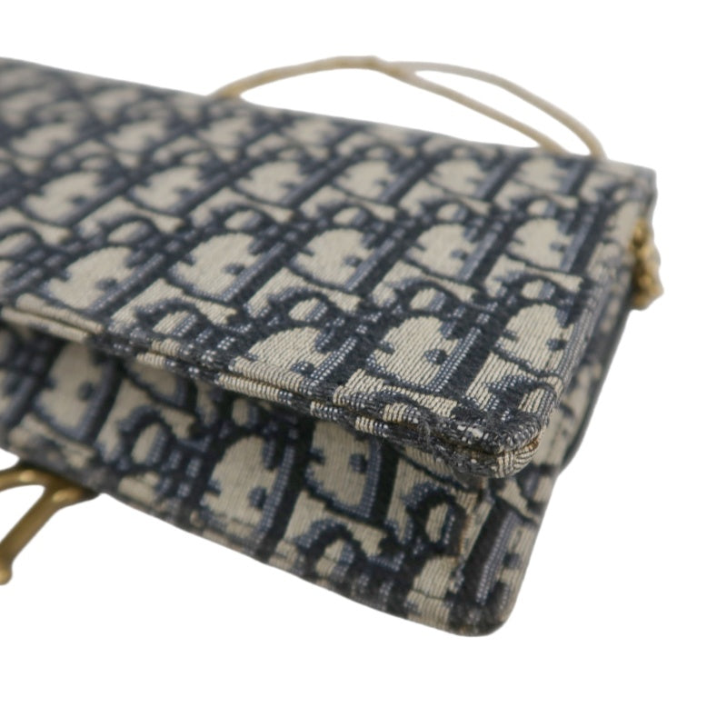 DIOR Oblique Blue Canvas Flap Messenger Crossbody Bag With Gold Hardware