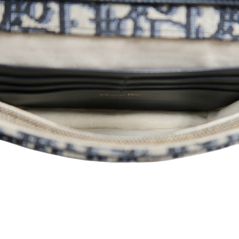 DIOR Oblique Blue Canvas Flap Messenger Crossbody Bag With Gold Hardware