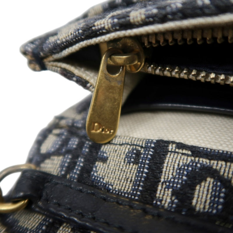 DIOR Oblique Blue Canvas Flap Messenger Crossbody Bag With Gold Hardware