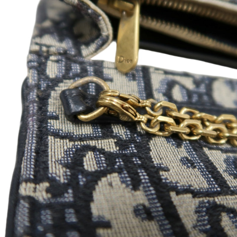 DIOR Oblique Blue Canvas Flap Messenger Crossbody Bag With Gold Hardware