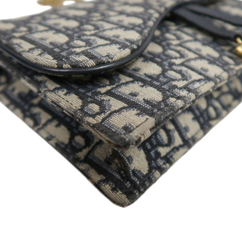 DIOR Oblique Blue Canvas Flap Messenger Crossbody Bag With Gold Hardware