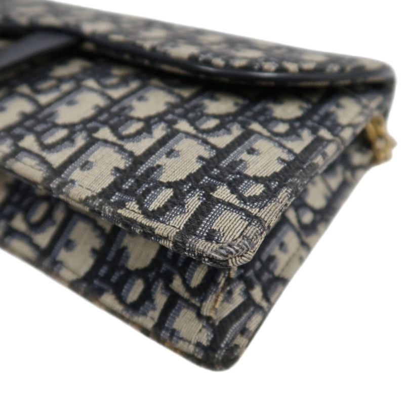DIOR Oblique Blue Canvas Flap Messenger Crossbody Bag With Gold Hardware