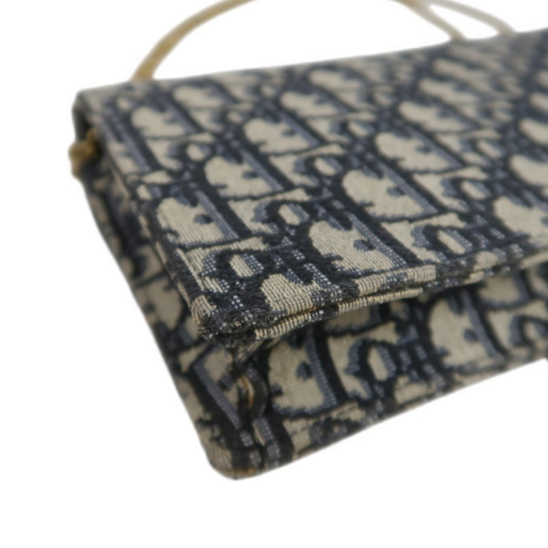 DIOR Oblique Blue Canvas Flap Messenger Crossbody Bag With Gold Hardware