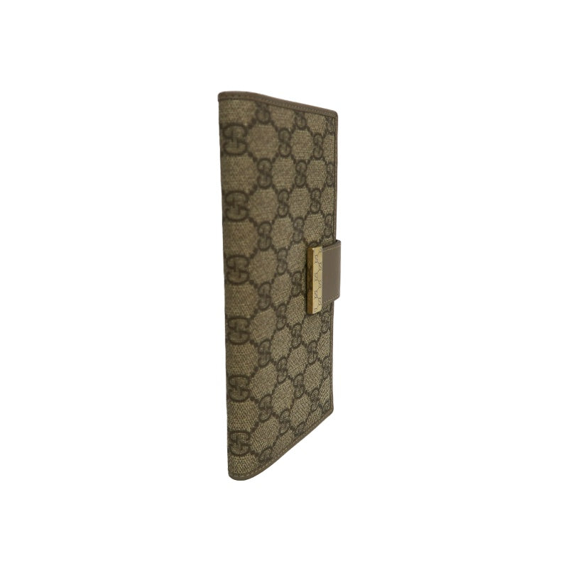 GUCCI GG Beige Monogram PVC Long Wallet With Gold Hardware