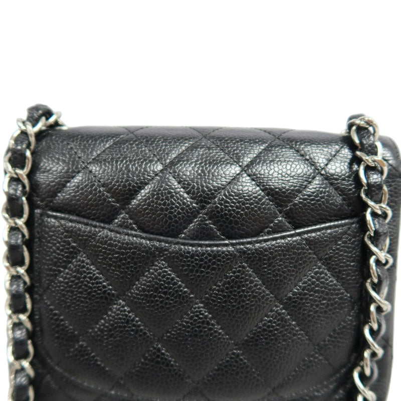 CHANEL Classic Flap Black Caviar Leather Quilted Flap Square Shoulder Bag With Silver Hardware