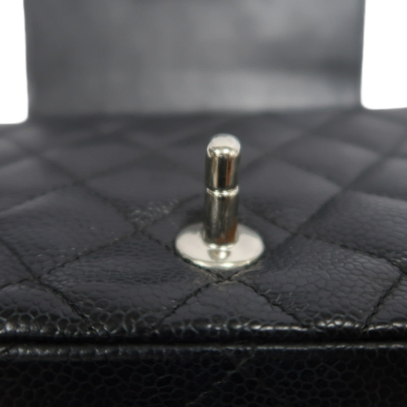 CHANEL Classic Flap Black Caviar Leather Quilted Flap Square Shoulder Bag With Silver Hardware