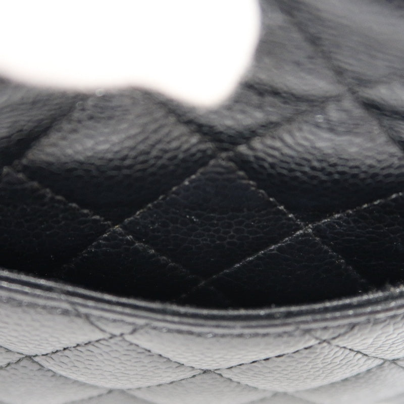 CHANEL Classic Flap Black Caviar Leather Quilted Flap Square Shoulder Bag With Silver Hardware