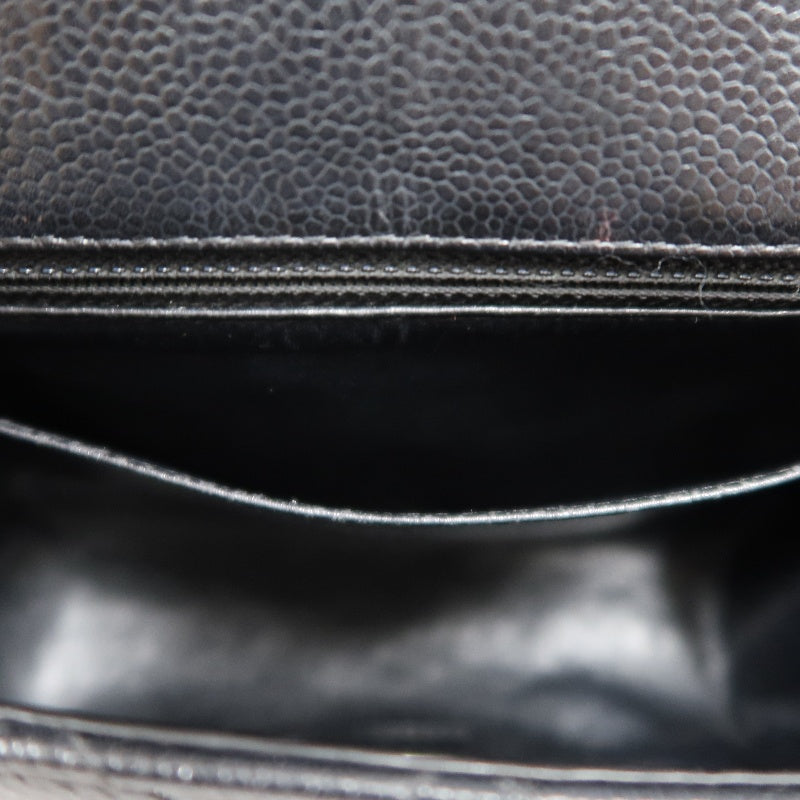 CHANEL Classic Flap Black Caviar Leather Quilted Flap Square Shoulder Bag With Silver Hardware