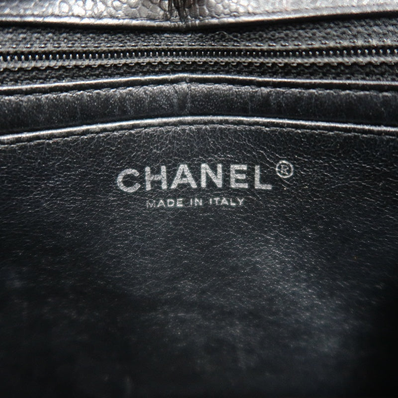 CHANEL Classic Flap Black Caviar Leather Quilted Flap Square Shoulder Bag With Silver Hardware