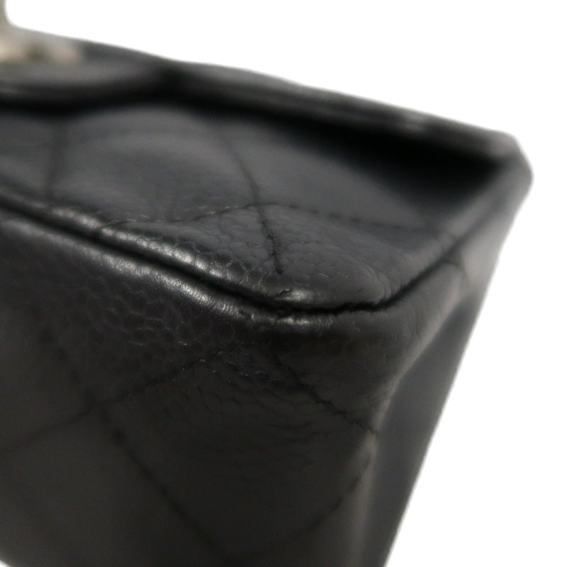 CHANEL Classic Flap Black Caviar Leather Quilted Flap Square Shoulder Bag With Silver Hardware