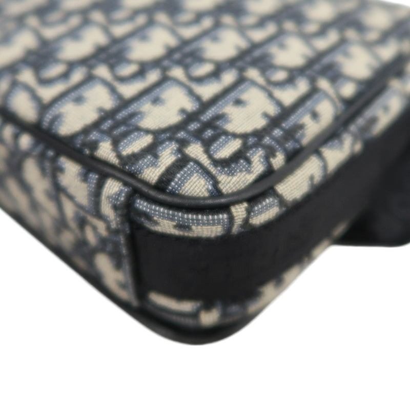 DIOR Oblique Navy Canvas Crossbody Bag With Silver Hardware