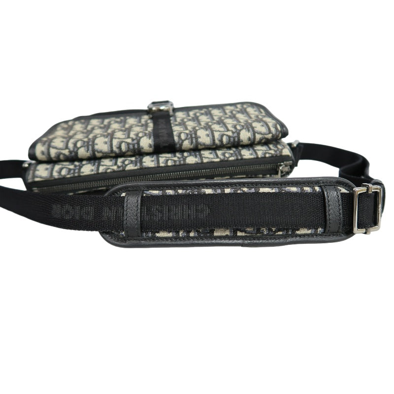 DIOR Oblique Navy Canvas Crossbody Bag With Silver Hardware