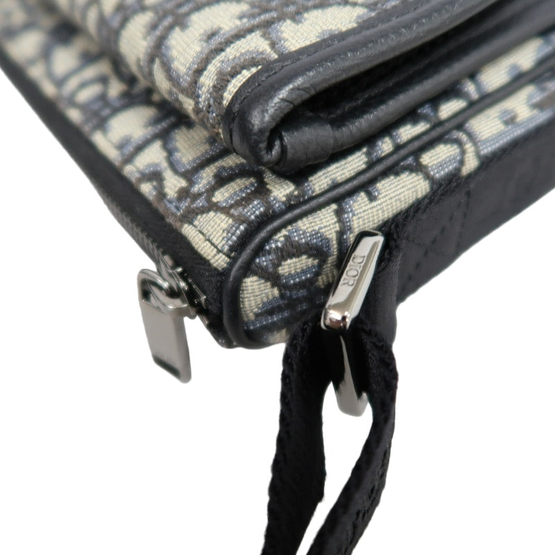 DIOR Oblique Navy Canvas Crossbody Bag With Silver Hardware