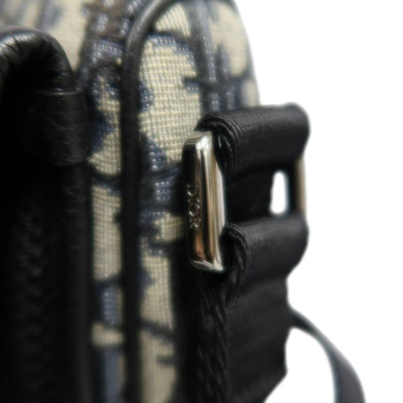 DIOR Oblique Navy Canvas Crossbody Bag With Silver Hardware