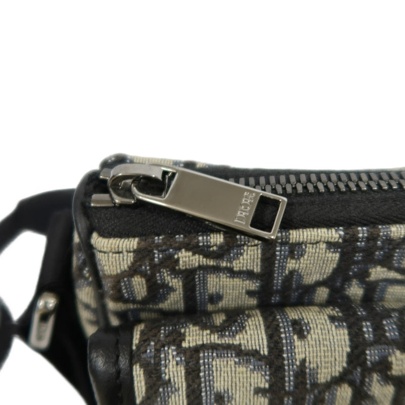 DIOR Oblique Navy Canvas Crossbody Bag With Silver Hardware