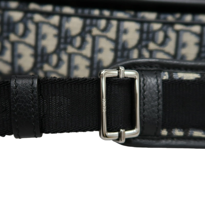 DIOR Oblique Navy Canvas Crossbody Bag With Silver Hardware