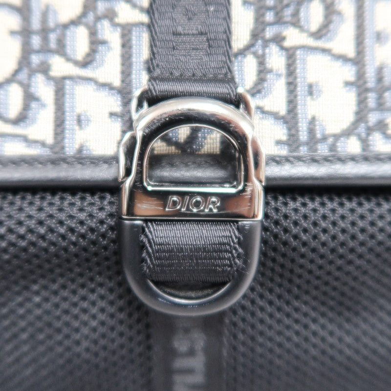 DIOR Oblique Navy Canvas Crossbody Bag With Silver Hardware