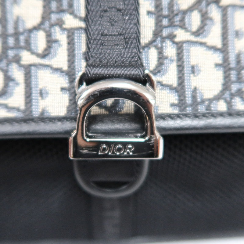 DIOR Oblique Navy Canvas Crossbody Bag With Silver Hardware
