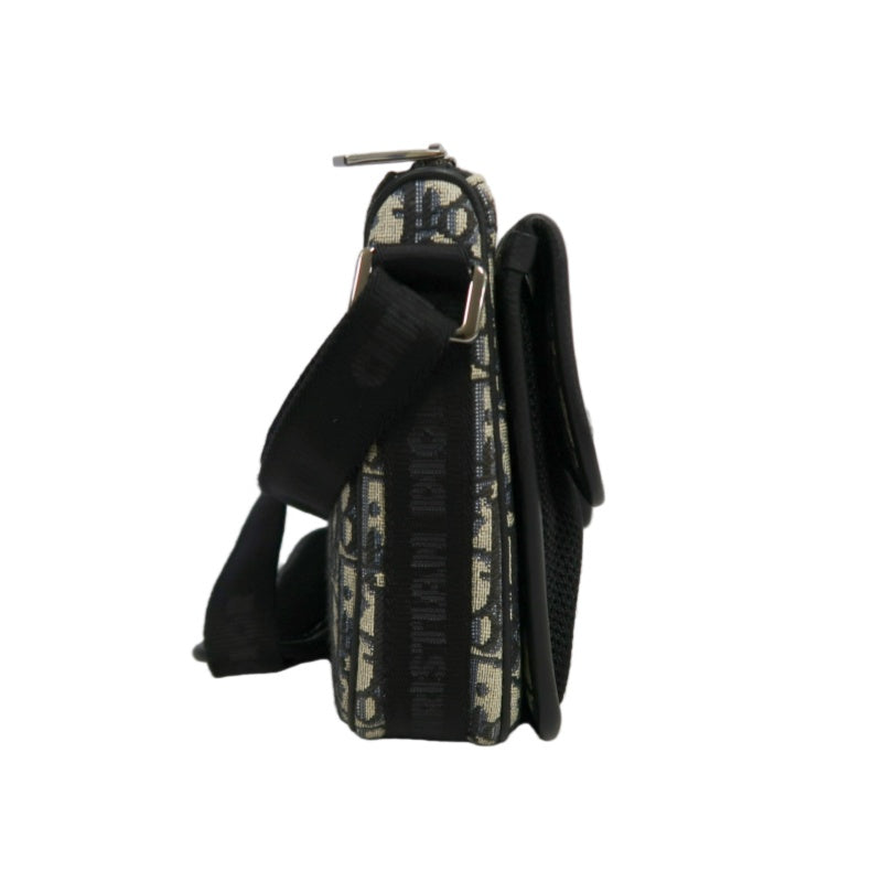 DIOR Oblique Navy Canvas Crossbody Bag With Silver Hardware