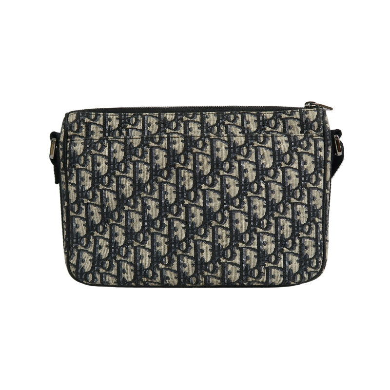 DIOR Oblique Navy Canvas Crossbody Bag With Silver Hardware