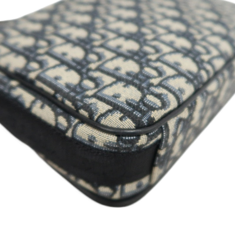 DIOR Oblique Navy Canvas Crossbody Bag With Silver Hardware