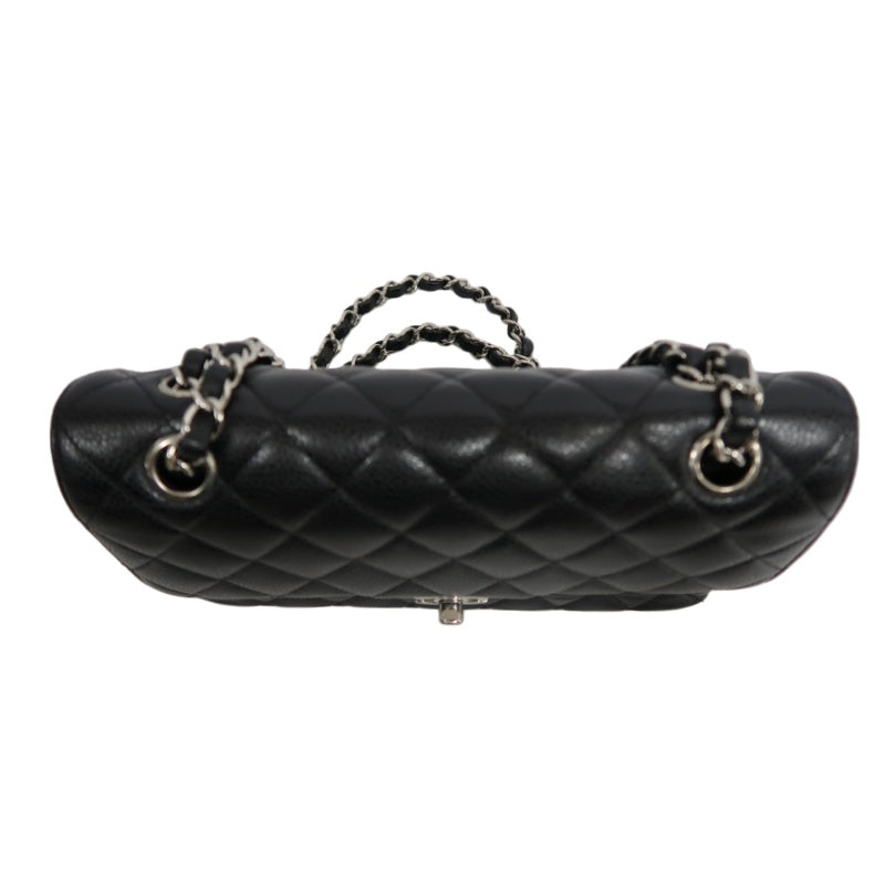 CHANEL Classic Flap Black Caviar Leather Quilted Flap Shoulder Bag With Silever Hardware