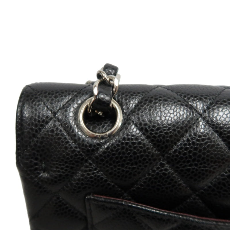 CHANEL Classic Flap Black Caviar Leather Quilted Flap Shoulder Bag With Silever Hardware
