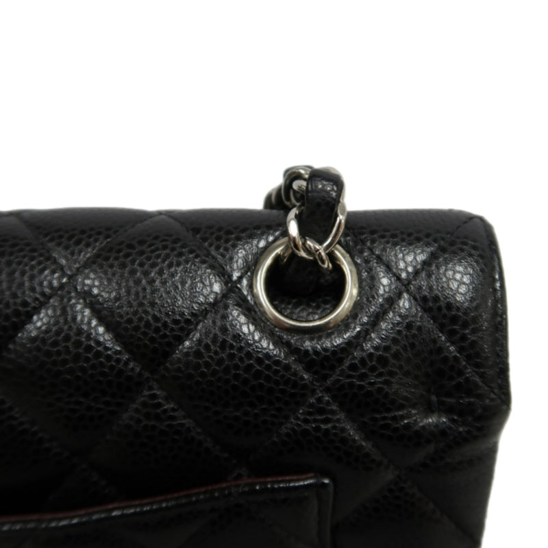 CHANEL Classic Flap Black Caviar Leather Quilted Flap Shoulder Bag With Silever Hardware