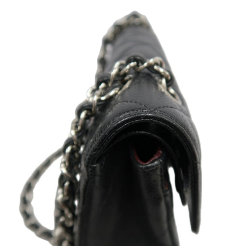 CHANEL Classic Flap Black Caviar Leather Quilted Flap Shoulder Bag With Silever Hardware