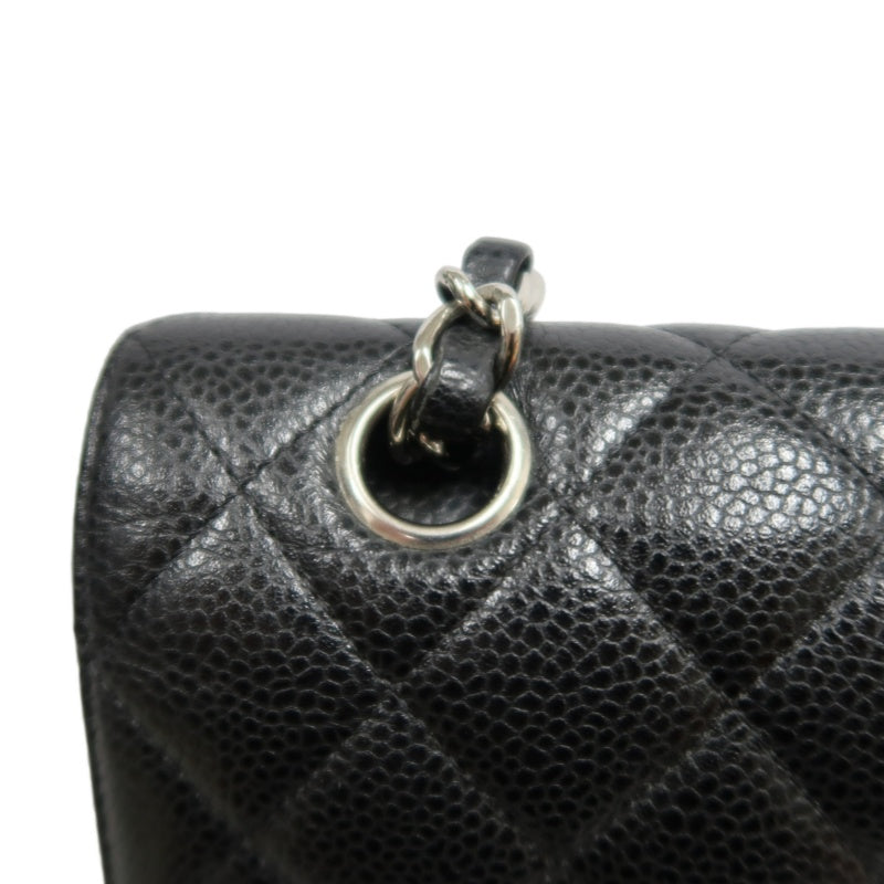 CHANEL Classic Flap Black Caviar Leather Quilted Flap Shoulder Bag With Silever Hardware