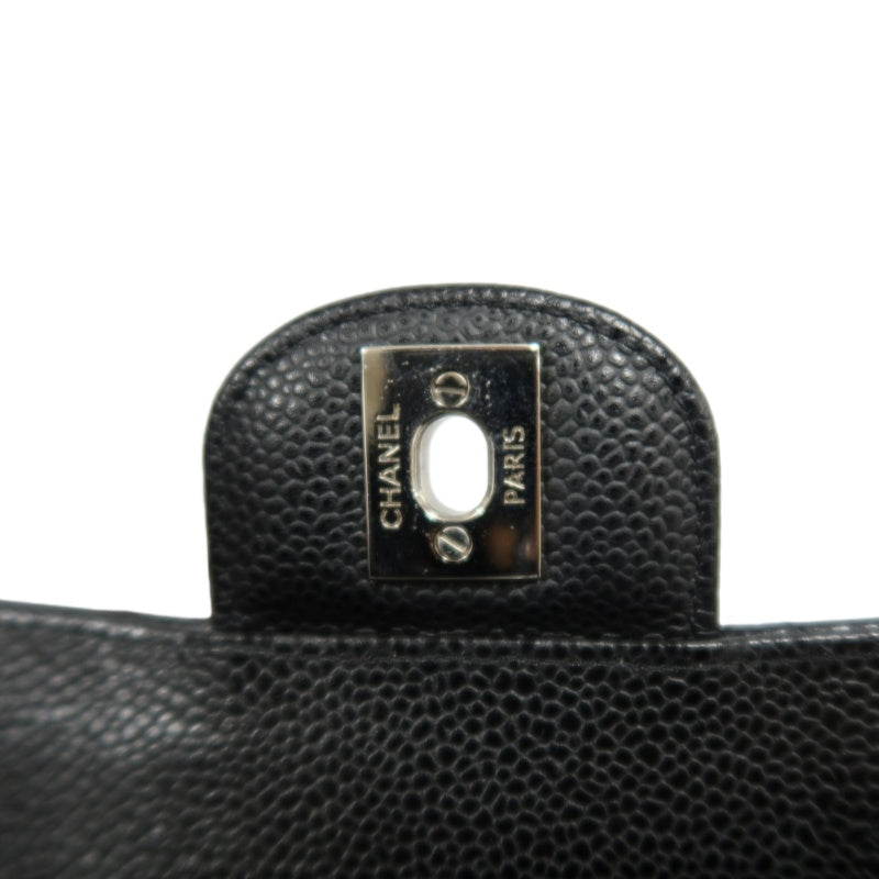 CHANEL Classic Flap Black Caviar Leather Quilted Flap Shoulder Bag With Silever Hardware